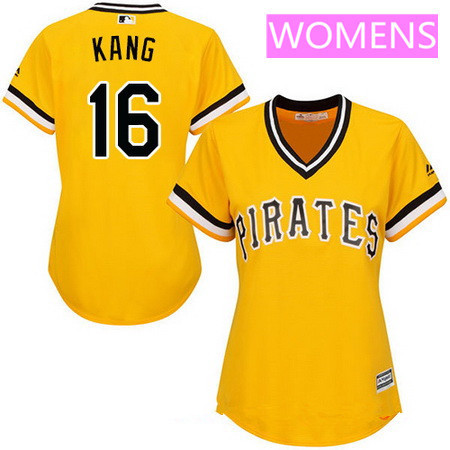Women's Pittsburgh Pirates #16 Jung-ho Kang Yellow Pullover Stitched MLB Majestic Cool Base Jersey