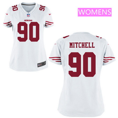 Women's San Francisco 49ers #90 Earl Mitchell White Road Stitched NFL Nike Game Jersey