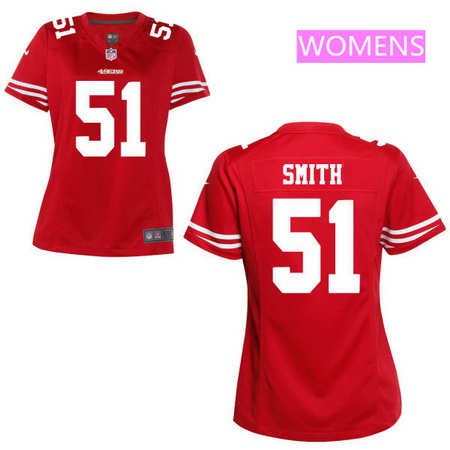 Women's San Francisco 49ers #51 Malcolm Smith Scarlet Red Team Color Stitched NFL Nike Game Jersey