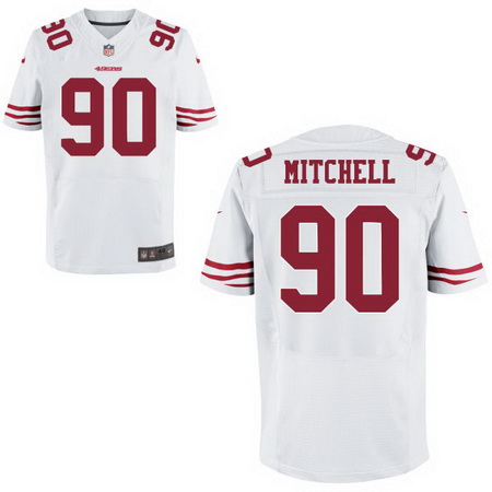 Men's San Francisco 49ers #90 Earl Mitchell White Road Stitched NFL Nike Elite Jersey