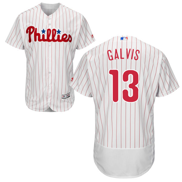 Men's Philadelphia Phillies #13 Freddy Galvis White Home Stitched MLB Majestic Flex Base Jersey