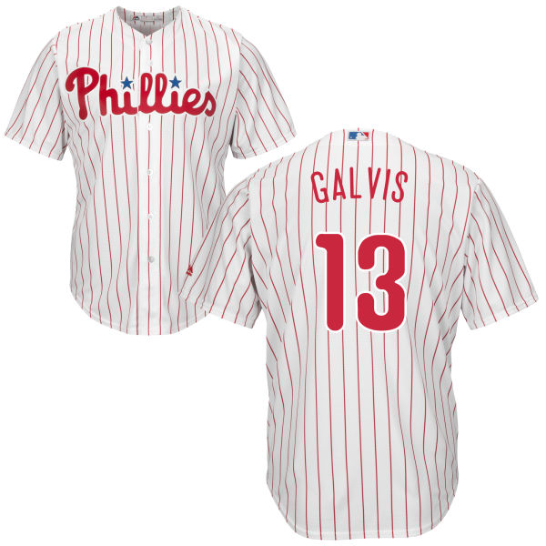 Men's Philadelphia Phillies #13 Freddy Galvis White Home Stitched MLB Majestic Cool Base Jersey