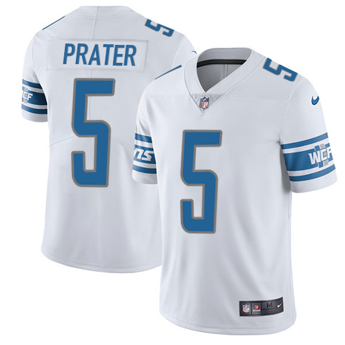 Nike Lions #5 Matt Prater White Men's Stitched NFL Limited Jersey