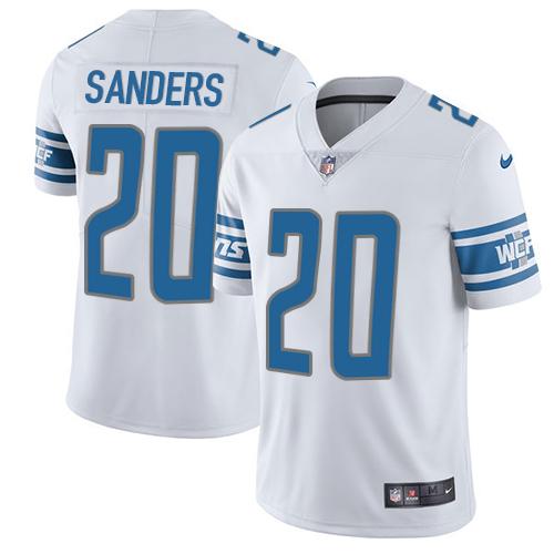 Nike Lions #20 Barry Sanders White Men's Stitched NFL Limited Jersey