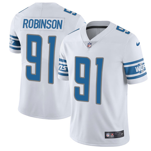 Nike Lions #91 A'Shawn Robinson White Men's Stitched NFL Limited Jersey