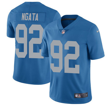 Nike Lions #92 Haloti Ngata Blue Throwback Men's Stitched NFL Limited Jersey