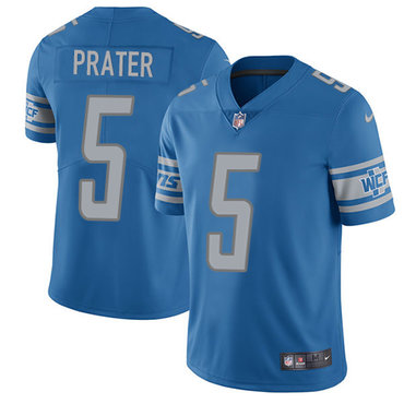 Nike Lions #5 Matt Prater Blue Team Color Men's Stitched NFL Limited Jersey