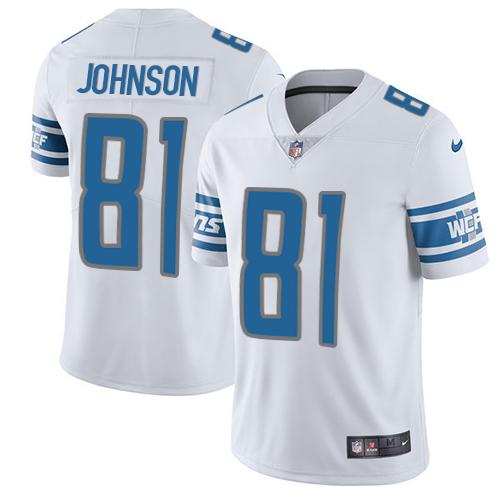 Nike Lions #81 Calvin Johnson White Men's Stitched NFL Limited Jersey