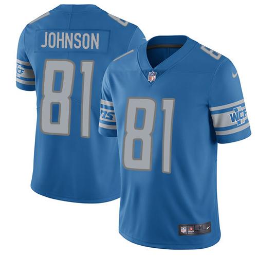 Nike Lions #81 Calvin Johnson Blue Team Color Men's Stitched NFL Limited Jersey