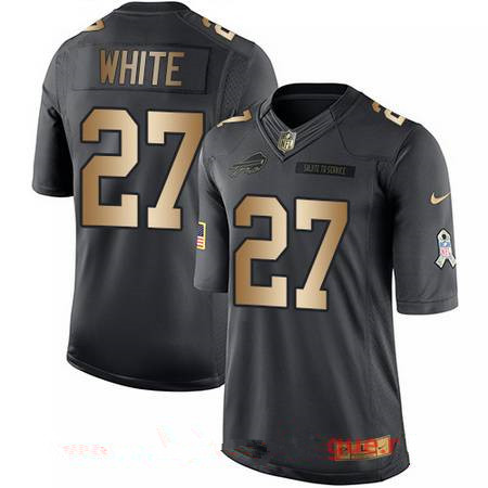 Men's Buffalo Bills #27 Tre'Davious White Anthracite Gold 2016 Salute To Service Stitched NFL Nike Limited Jersey