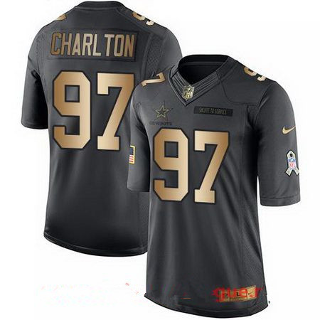 Men's Dallas Cowboys #97 Taco Charlton Anthracite Gold 2016 Salute To Service Stitched NFL Nike Limited Jersey