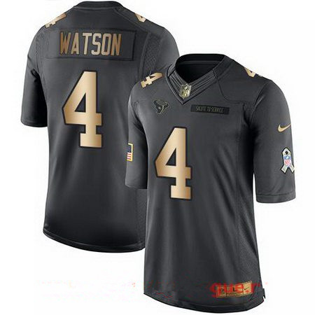Men's Houston Texans #4 Deshaun Watson Anthracite Gold 2016 Salute To Service Stitched NFL Nike Limited Jersey