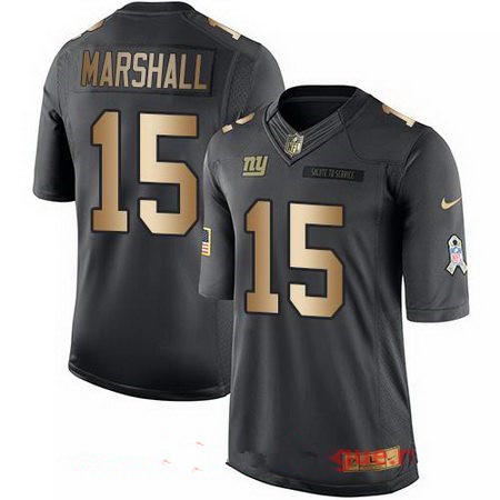 Men's New York Giants #15 Brandon Marshall Anthracite Gold 2016 Salute To Service Stitched NFL Nike Limited Jersey