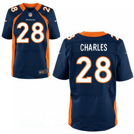 Men's Denver Broncos #28 Jamaal Charles Navy Blue Alternate Stitched NFL Nike Elite Jersey