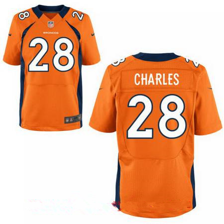 Men's Denver Broncos #28 Jamaal Charles Orange Team Color Stitched NFL Nike Elite Jersey