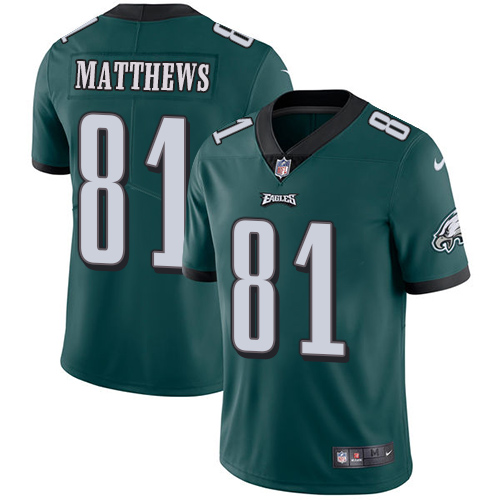 Nike Philadelphia Eagles #81 Jordan Matthews Midnight Green Team Color Men's Stitched NFL Vapor Untouchable Limited Jersey