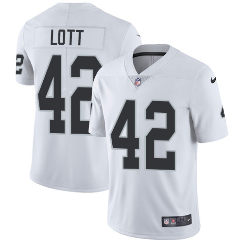 Nike Oakland Raiders #42 Ronnie Lott White Men's Stitched NFL Vapor Untouchable Limited Jersey