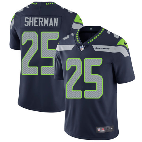 Nike Seattle Seahawks #25 Richard Sherman Steel Blue Team Color Men's Stitched NFL Vapor Untouchable Limited Jersey