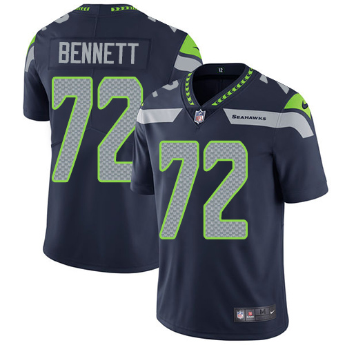 Nike Seattle Seahawks #72 Michael Bennett Steel Blue Team Color Men's Stitched NFL Vapor Untouchable Limited Jersey