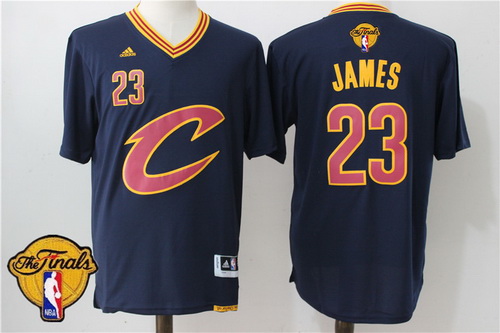 Men's Cleveland Cavaliers LeBron James #23 2017 The NBA Finals Patch New Navy Blue Short-Sleeved Jersey