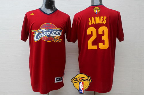 Men's Cleveland Cavaliers #23 LeBron James 2017 The NBA Finals Patch Red Short-Sleeved Jersey