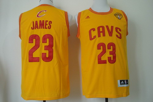 Men's Cleveland Cavaliers #23 LeBron James 2017 The NBA Finals Patch Yellow Swingman Jersey