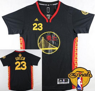 Men's Golden State Warriors #23 Draymond Green Chinese Black Fashion 2017 The NBA Finals Patch Jersey