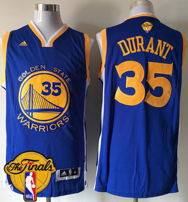 Men's Warriors #35 Kevin Durant Blue Road 2017 The Finals Patch Stitched NBA Jersey