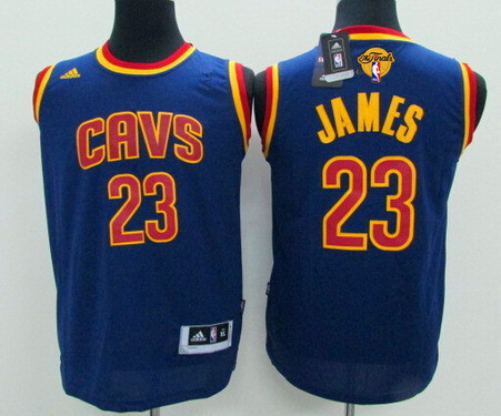 Youth Cleveland Cavaliers #23 LeBron James Navy Blue 2017 The NBA Finals Patch Jersey