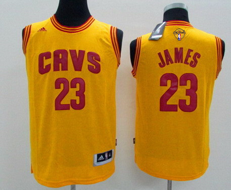 Youth Cleveland Cavaliers #23 LeBron James Yellow 2017 The NBA Finals Patch Jersey