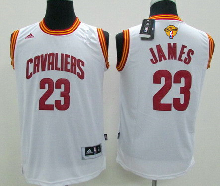 Youth Cleveland Cavaliers #23 LeBron James White 2017 The NBA Finals Patch Jersey