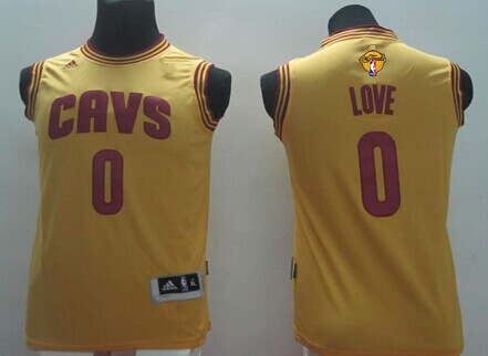 Youth Cleveland Cavaliers #0 Kevin Love Yellow 2017 The NBA Finals Patch Jersey