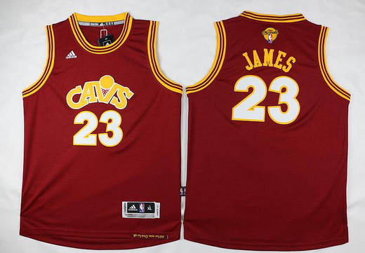 Youth Cleveland Cavaliers #23 LeBron James Red Throwback 2017 The NBA Finals Patch Jersey