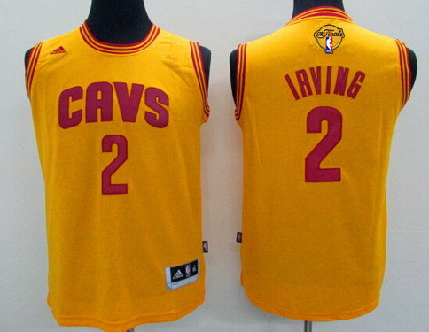 Youth Cleveland Cavaliers #2 Kyrie Irving Yellow 2017 The NBA Finals Patch Jersey