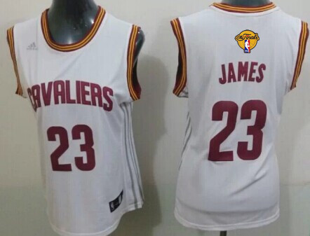 Women's Cleveland Cavaliers #23 LeBron James White 2017 The NBA Finals Patch Jersey