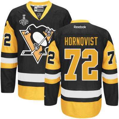 Youth Pittsburgh Penguins #72 Patric Hornqvist Black With Gold 2017 Stanley Cup NHL Finals Patch Jersey