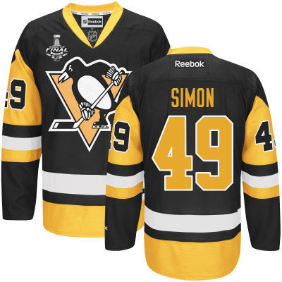 Youth Pittsburgh Penguins #49 Dominik Simon Black With Gold 2017 Stanley Cup NHL Finals Patch Jersey