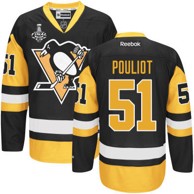 Youth Pittsburgh Penguins #51 Derrick Pouliot Black With Gold 2017 Stanley Cup NHL Finals Patch Jersey
