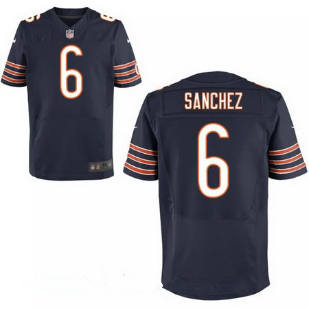 Men's Chicago Bears #6 Mark Sanchez Navy Blue Team Color Stitched NFL Nike Elite Jersey