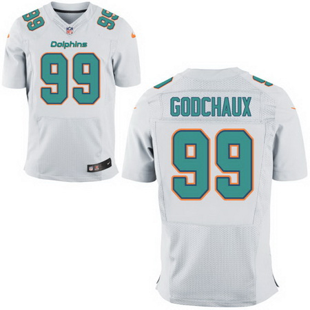 Men's 2017 NFL Draft Miami Dolphins #99 Davon Godchaux White Road Stitched NFL Nike Elite Jersey