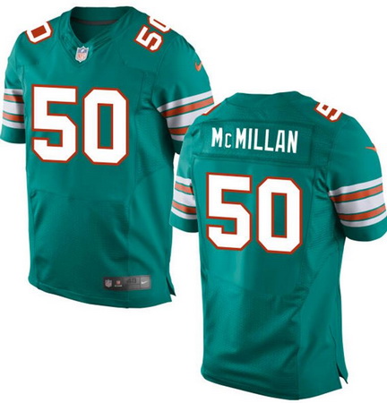 Men's 2017 NFL Draft Miami Dolphins #50 Raekwon McMillan Aqua Green Alternate Stitched NFL Nike Elite Jersey