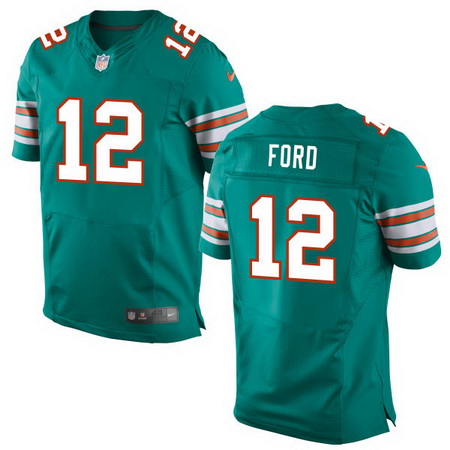 Men's 2017 NFL Draft Miami Dolphins #12 Isaiah Ford Aqua Green Alternate Stitched NFL Nike Elite Jersey