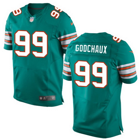 Men's 2017 NFL Draft Miami Dolphins #99 Davon Godchaux Aqua Green Alternate Stitched NFL Nike Elite Jersey
