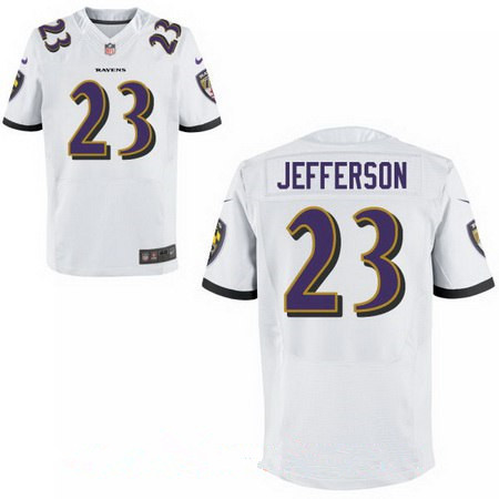 Men's Baltimore Ravens #23 Tony Jefferson White Road Stitched NFL Nike Elite Jersey
