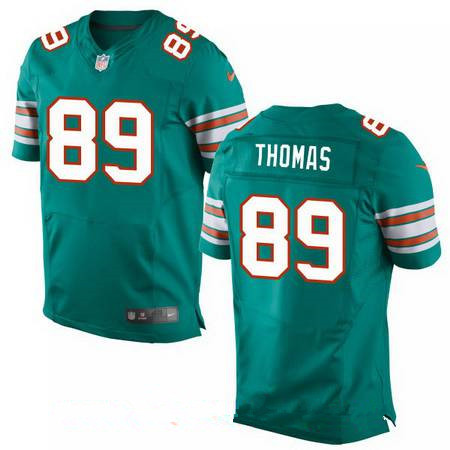 Men's Miami Dolphins #89 Julius Thomas Aqua Green Alternate Stitched NFL Nike Elite Jersey