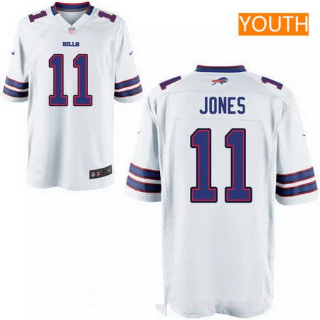 Youth 2017 NFL Draft Buffalo Bills #11 Zay Jones White Road Stitched NFL Nike Game Jersey