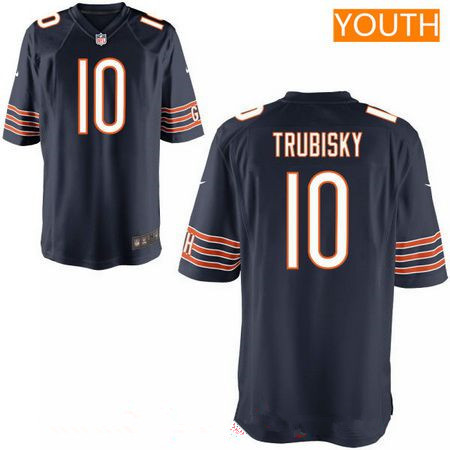 Youth 2017 NFL Draft Chicago Bears #10 Mitchell Trubisky Navy Blue Team Color Stitched NFL Nike Game Jersey