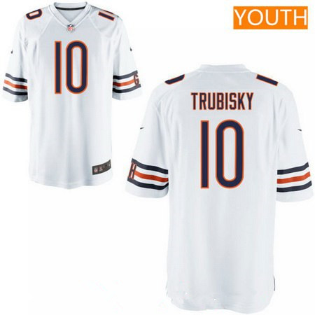 Youth 2017 NFL Draft Chicago Bears #10 Mitchell Trubisky White Road Stitched NFL Nike Game Jersey