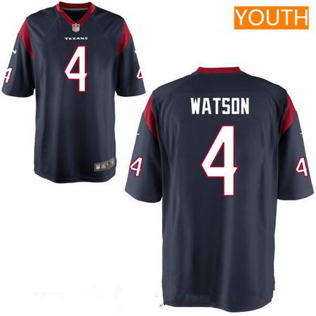 Youth 2017 NFL Draft Houston Texans #4 Deshaun Watson Navy Blue Alternate Stitched NFL Nike Game Jersey