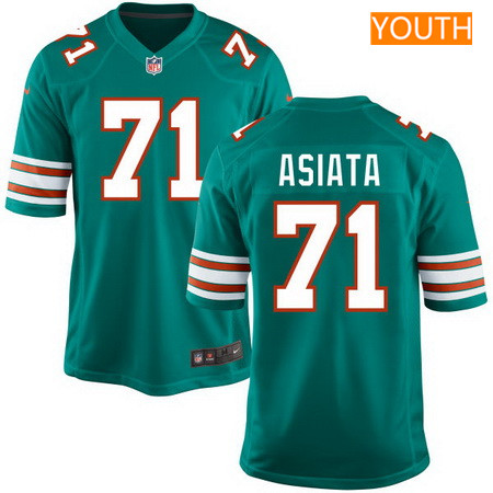 Youth 2017 NFL Draft Miami Dolphins #71 Isaac Asiata Aqua Green Alternate Stitched NFL Nike Game Jersey